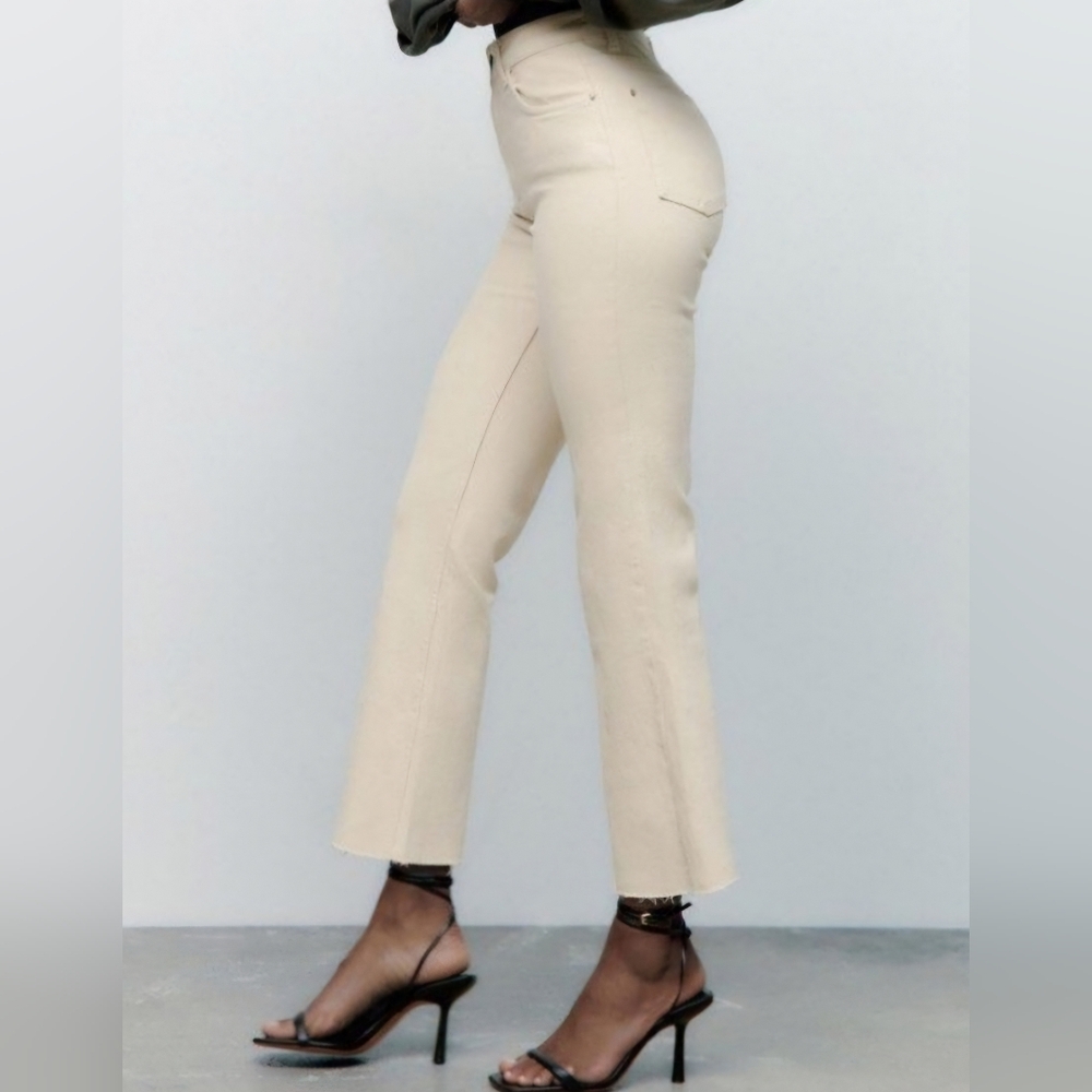Zara Crop Flare Raw Hem Jeans
